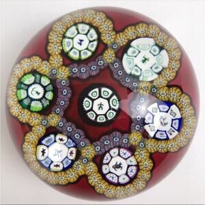 Perthshire Millefiori Garland 1979D Colored Picture Cane Clown Paperweight w/Box